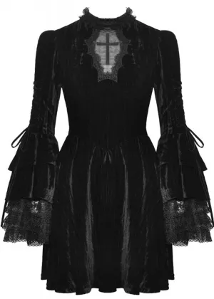 Dark In Love Haunted Cross Velvet Dress Black