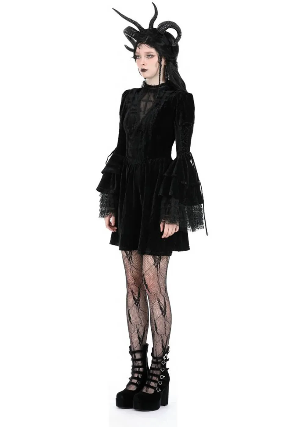 Dark In Love Haunted Cross Velvet Dress Black