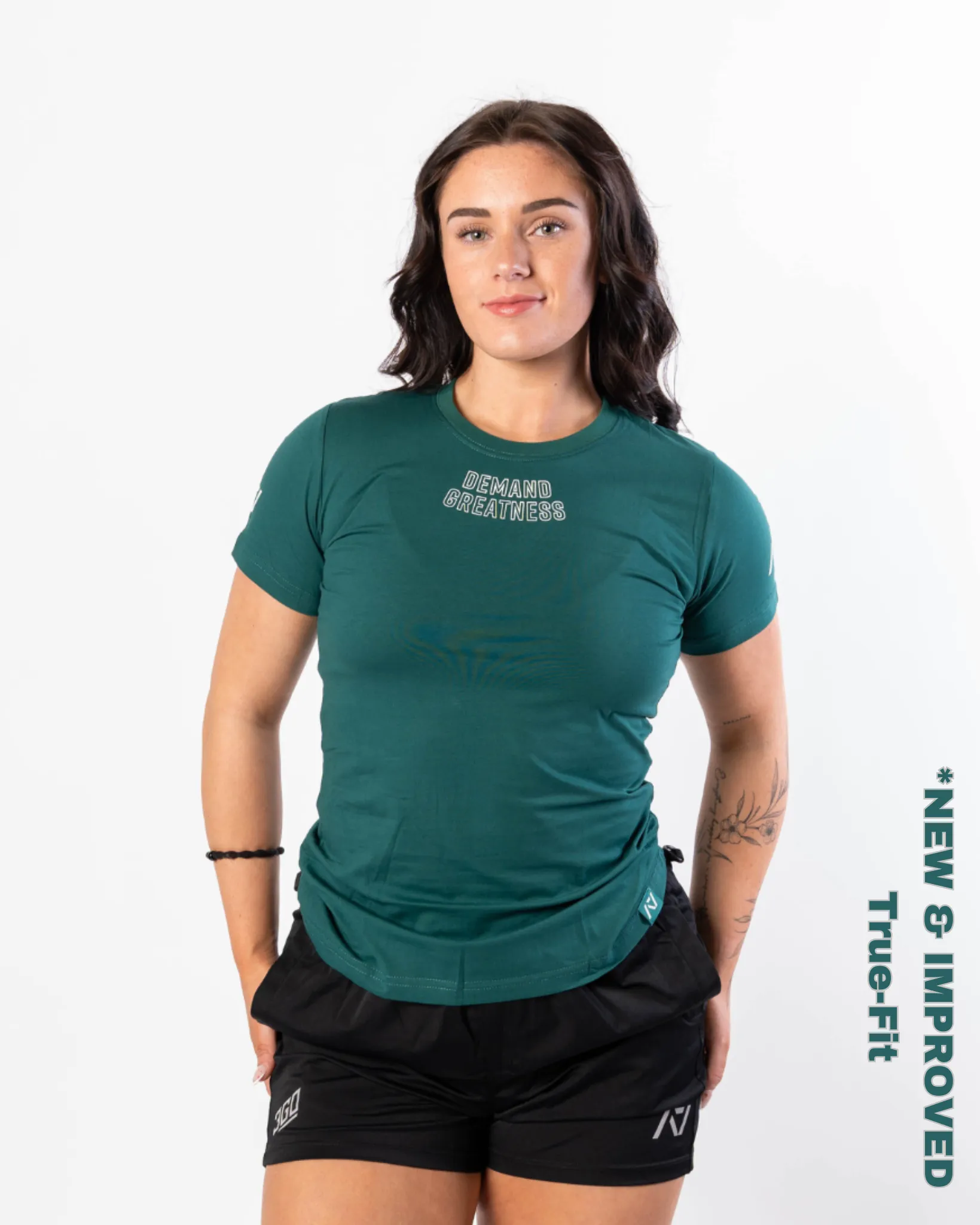 Demand Greatness True-Fit Women's Meet Shirt - IPF Approved - Emerald Forás