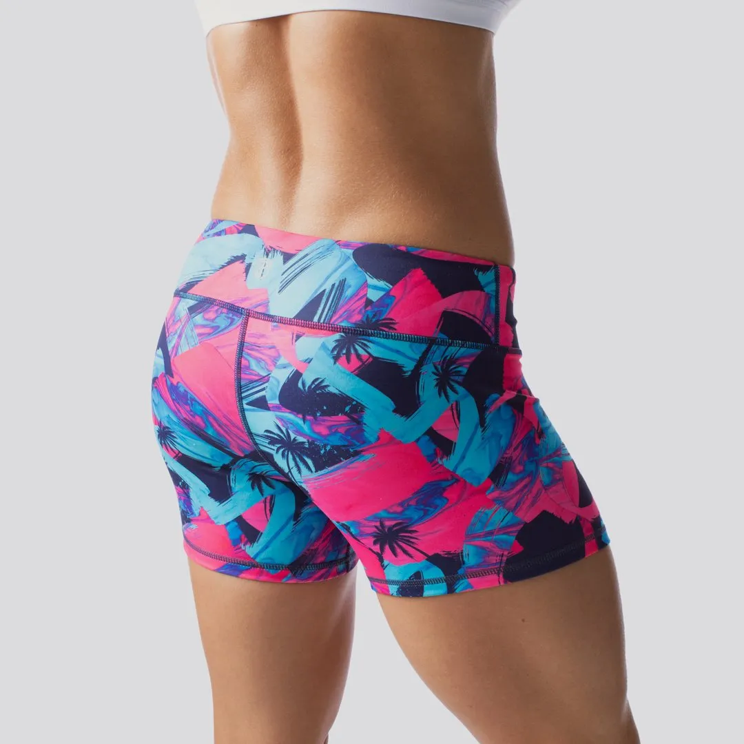 Double Take Booty Short (Pink Palm)
