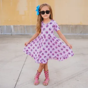 Dream Big Little Co Pink Tie Dye Smiley Dream Ruffle Dress