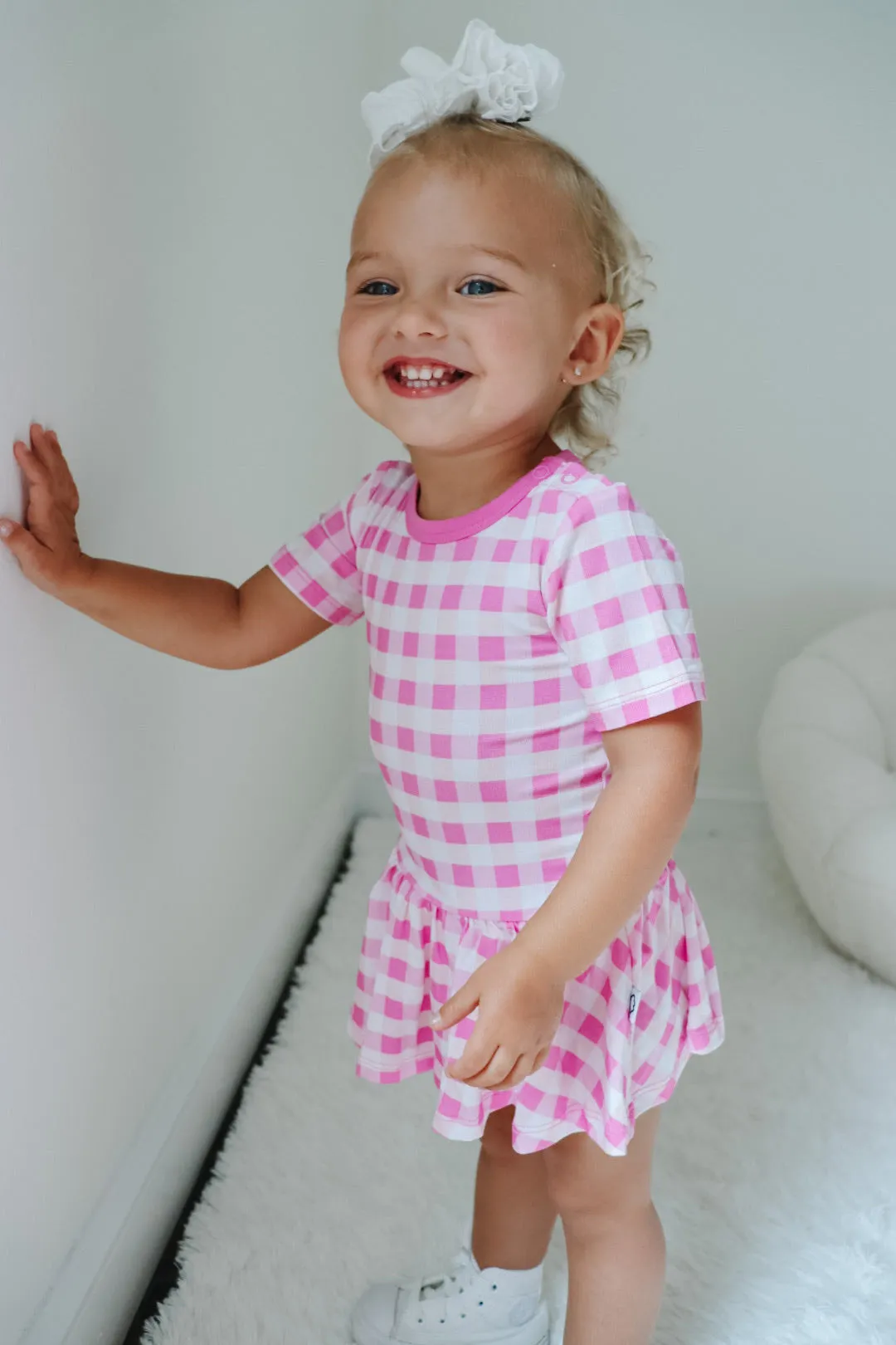 Dream Big Little Co Pinknic Gingham Dream Onesie Dress