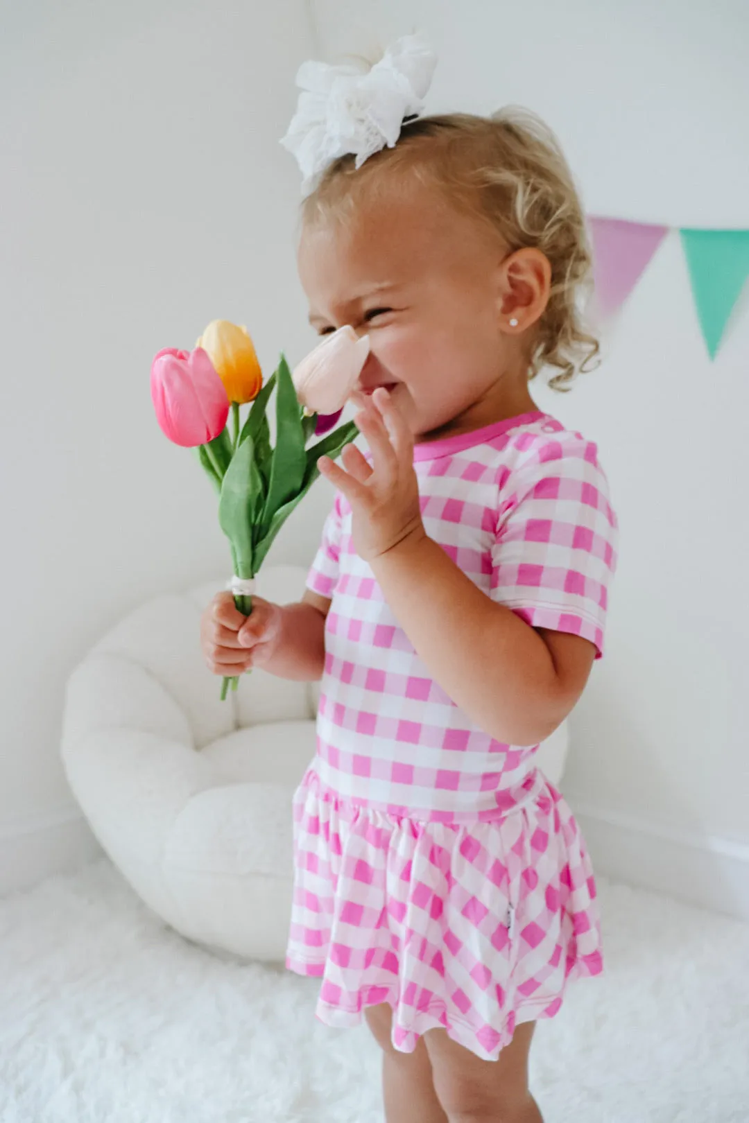Dream Big Little Co Pinknic Gingham Dream Onesie Dress