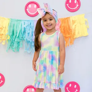 Dream Big Little Co Rainbow Smiley Dream Sleeveless Ruffle Dress