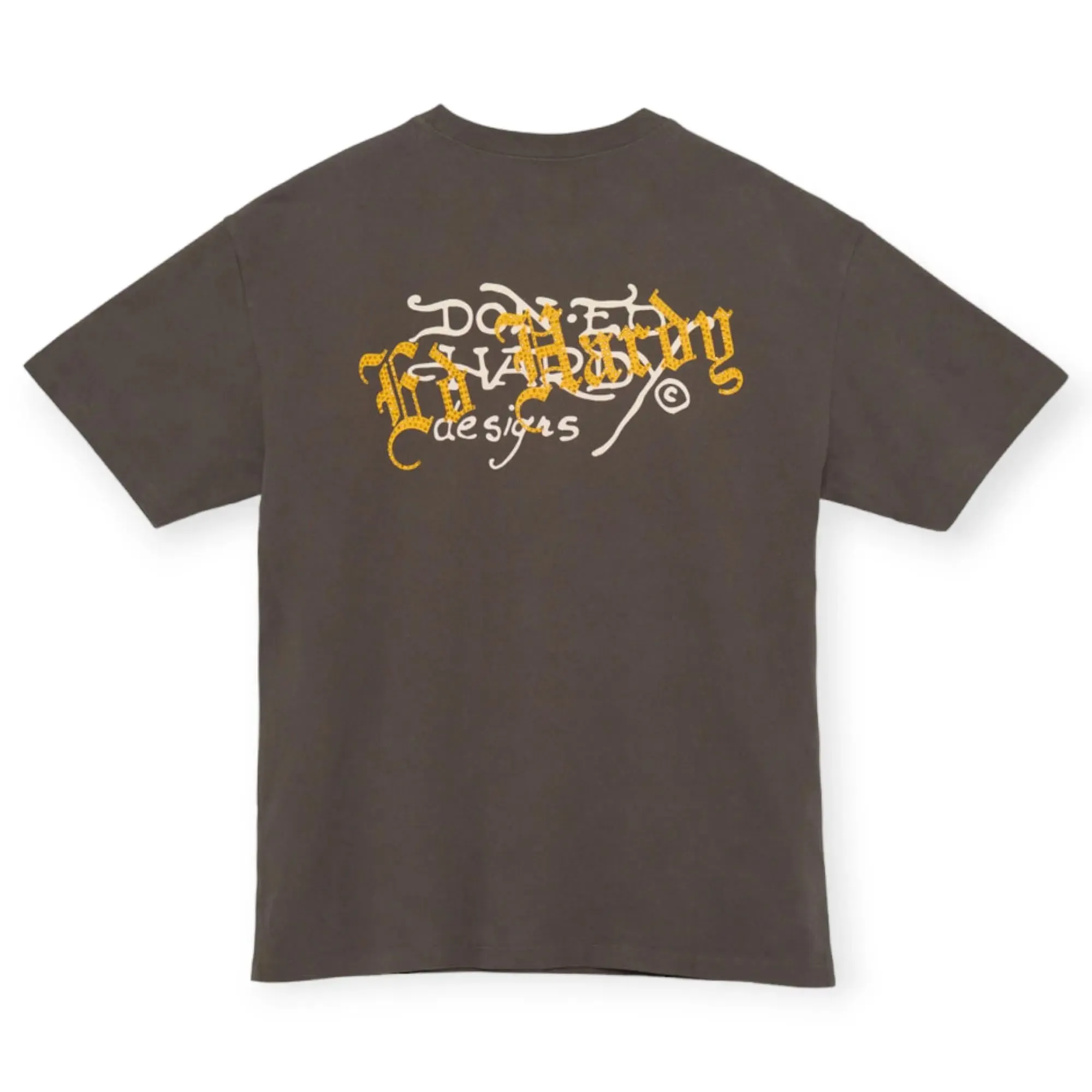 Ed Hardy Men Limited Edition Rhinestone Weed Skull Tee (Charcoal)
