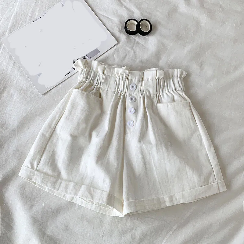 Elastic Waist Ruffle Elegant Summer Shorts