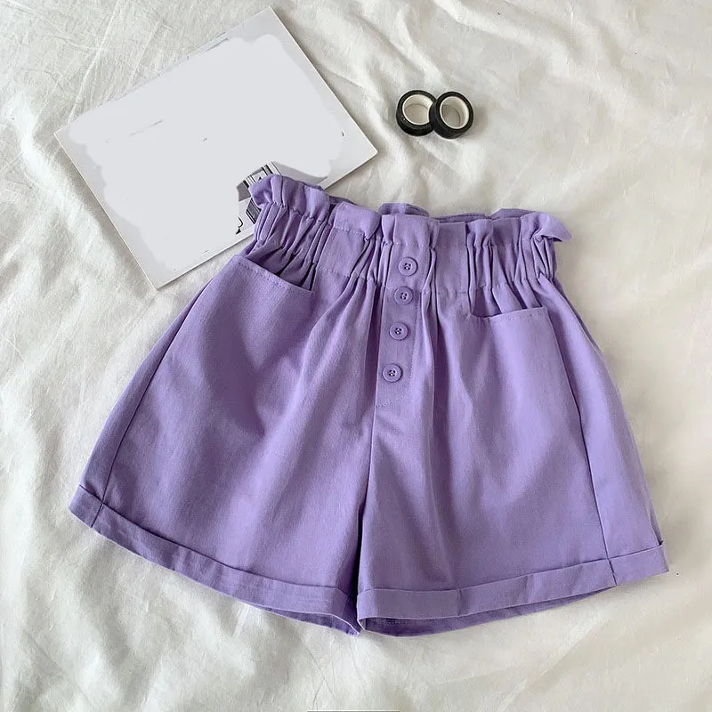 Elastic Waist Ruffle Elegant Summer Shorts