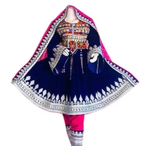 Elegant Afghan Blue Dress
