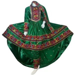 Elegant Afghan Dress – Green