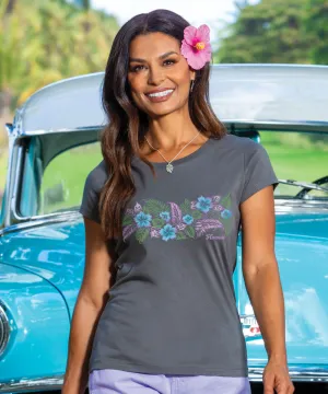 Elegant Floral Band - Graphite Short Sleeve Pima T-Shirt