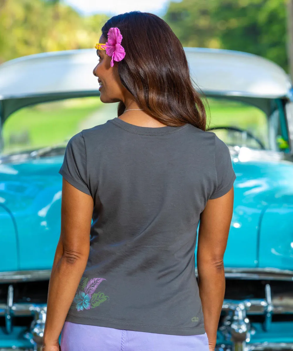 Elegant Floral Band - Graphite Short Sleeve Pima T-Shirt