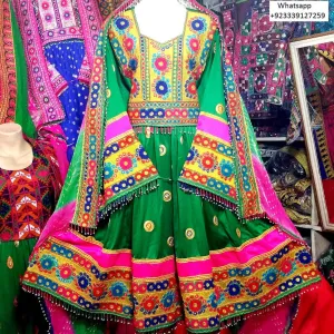 Elegant Green Afghan Dress