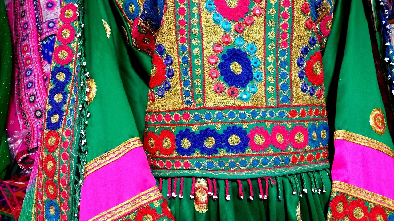 Elegant Green Afghan Dress