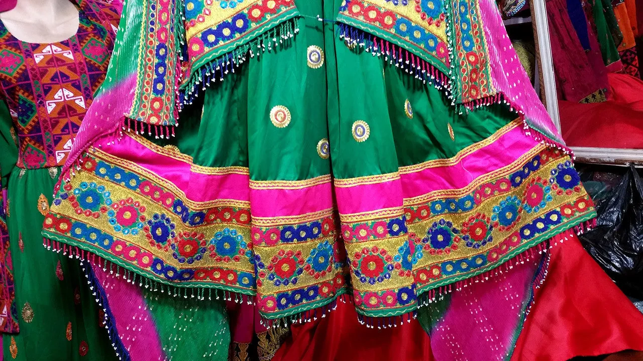 Elegant Green Afghan Dress