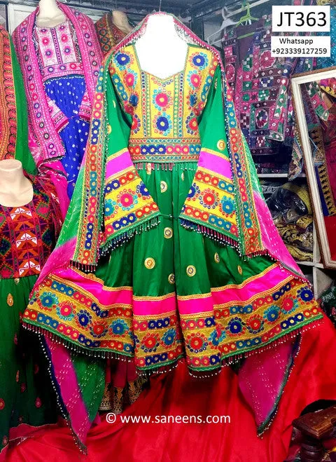 Elegant Green Afghan Dress