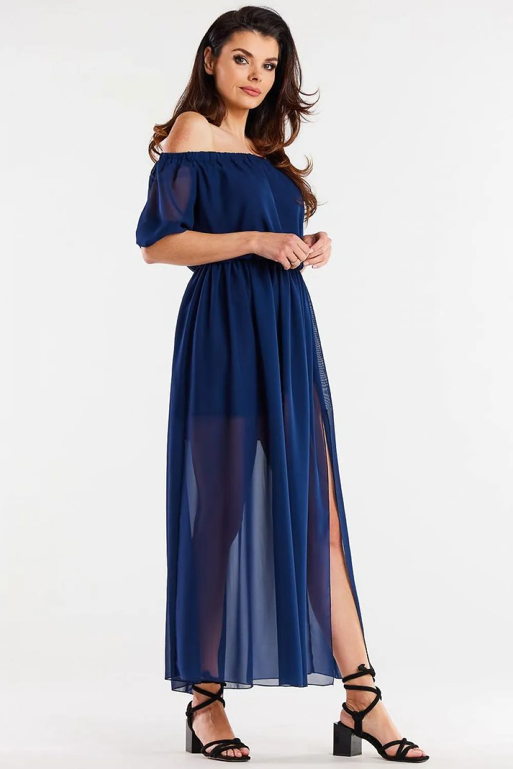 Elegant Slit Chiffon Maxi Dress
