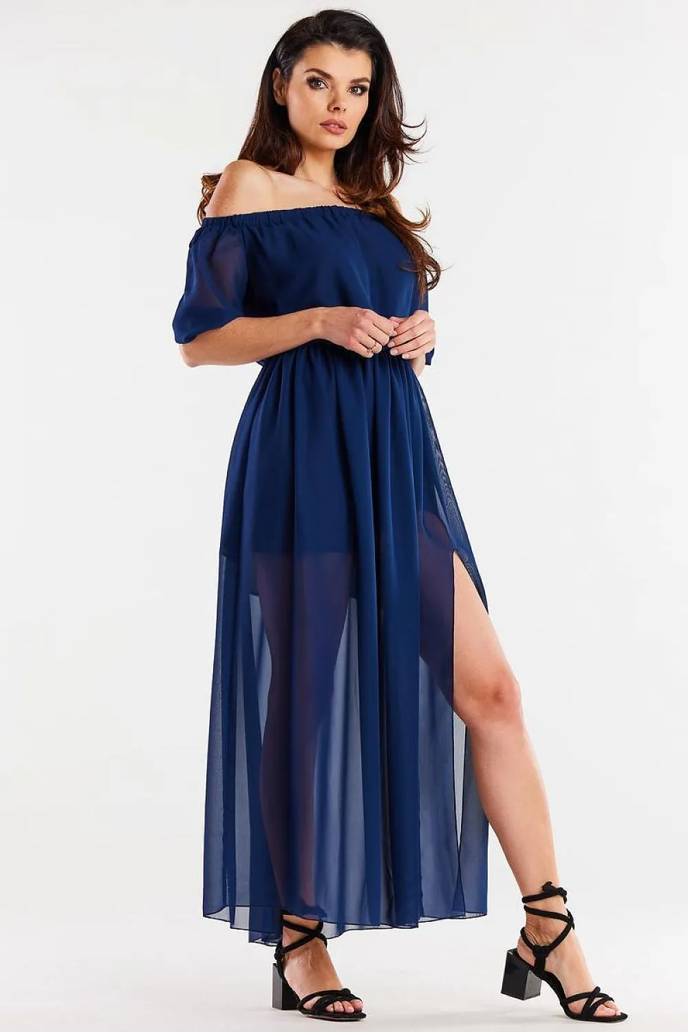 Elegant Slit Chiffon Maxi Dress