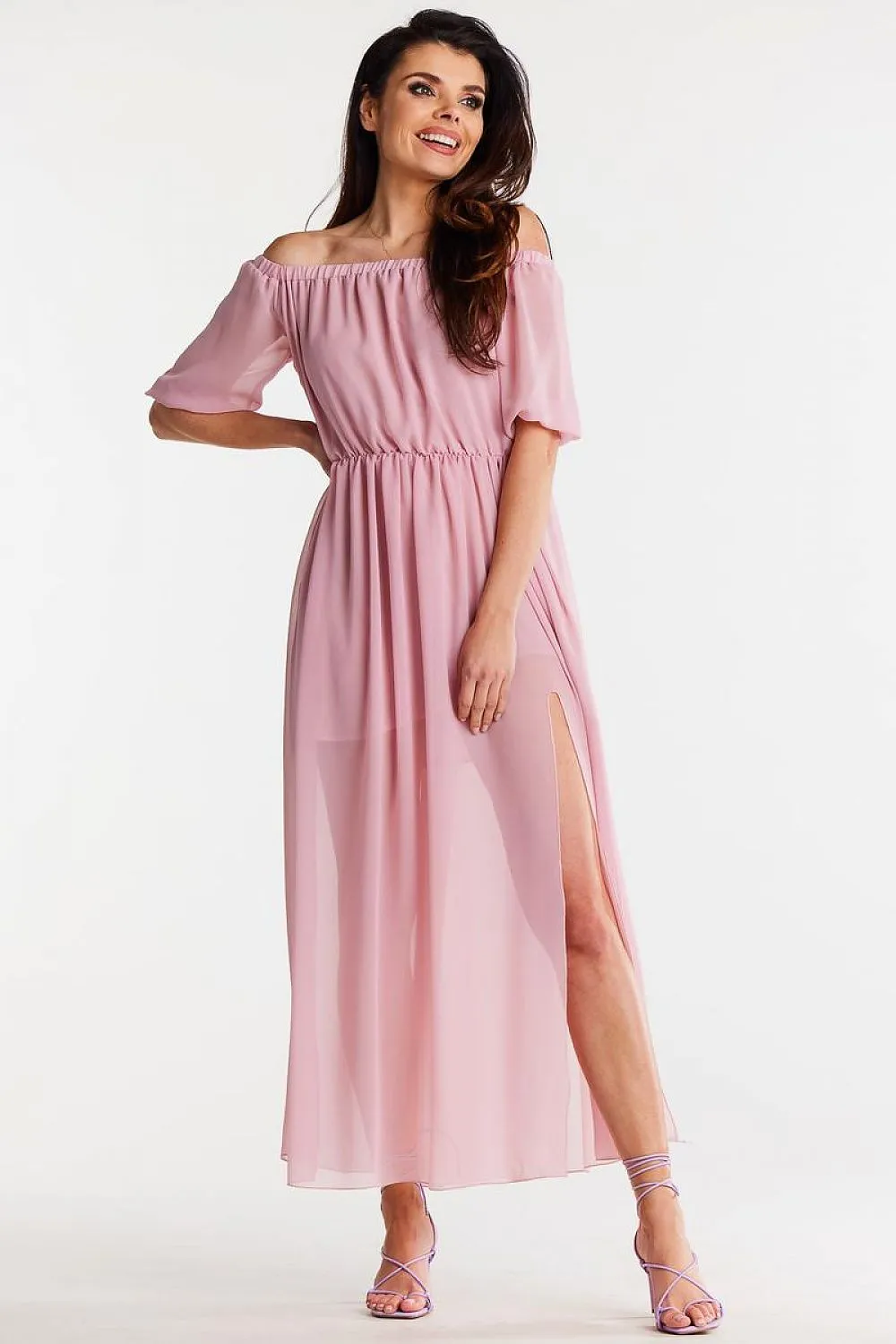 Elegant Slit Chiffon Maxi Dress