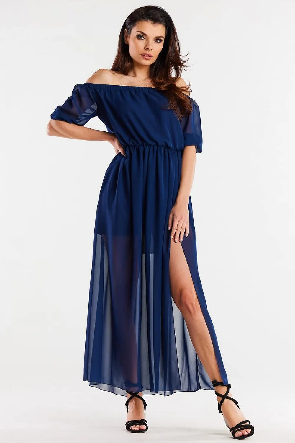 Elegant Slit Chiffon Maxi Dress