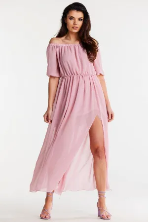 Elegant Slit Chiffon Maxi Dress