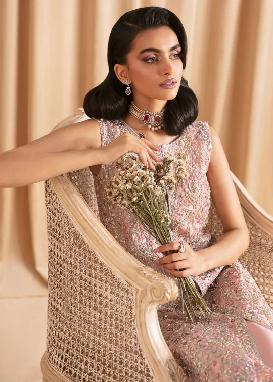 Elegant Soft Pink Embroidered Pakistani Wedding Dress Kameez Trousers