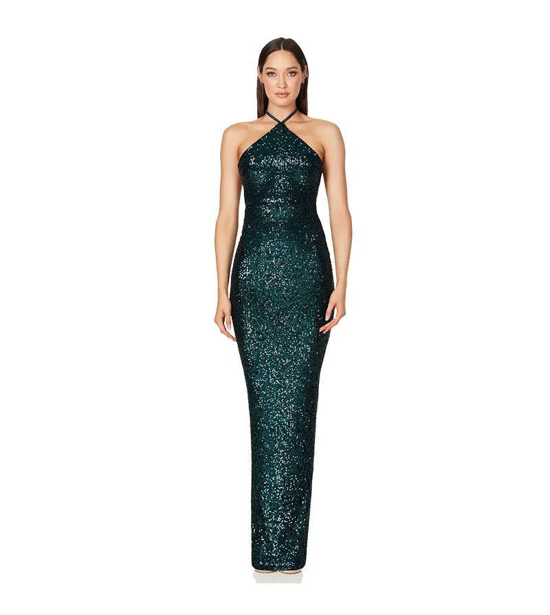 Elegant Split Sequin Evening Dress for Women