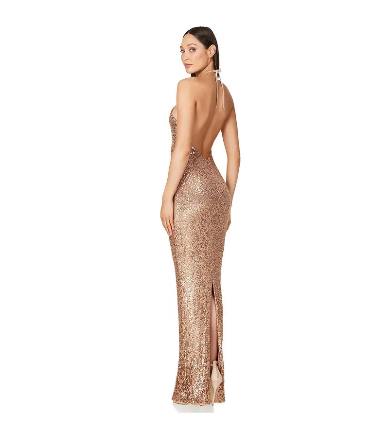 Elegant Split Sequin Evening Dress for Women