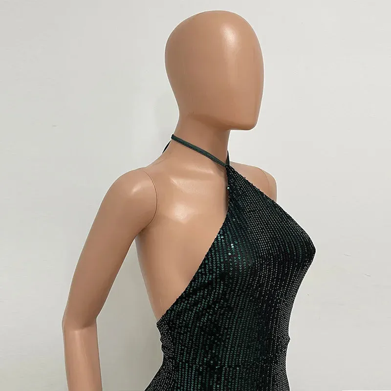 Elegant Split Sequin Evening Dress for Women