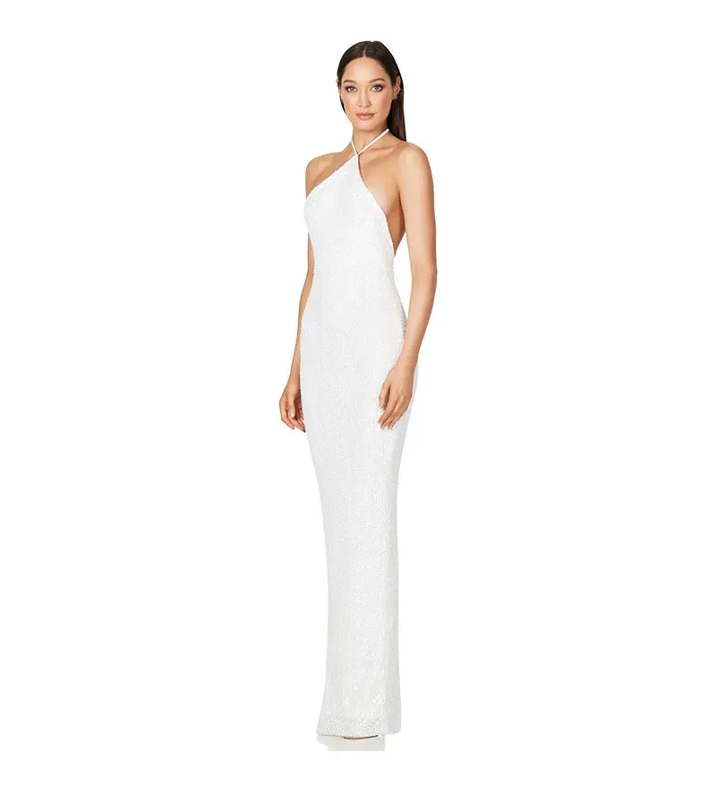 Elegant Split Sequin Evening Dress for Women