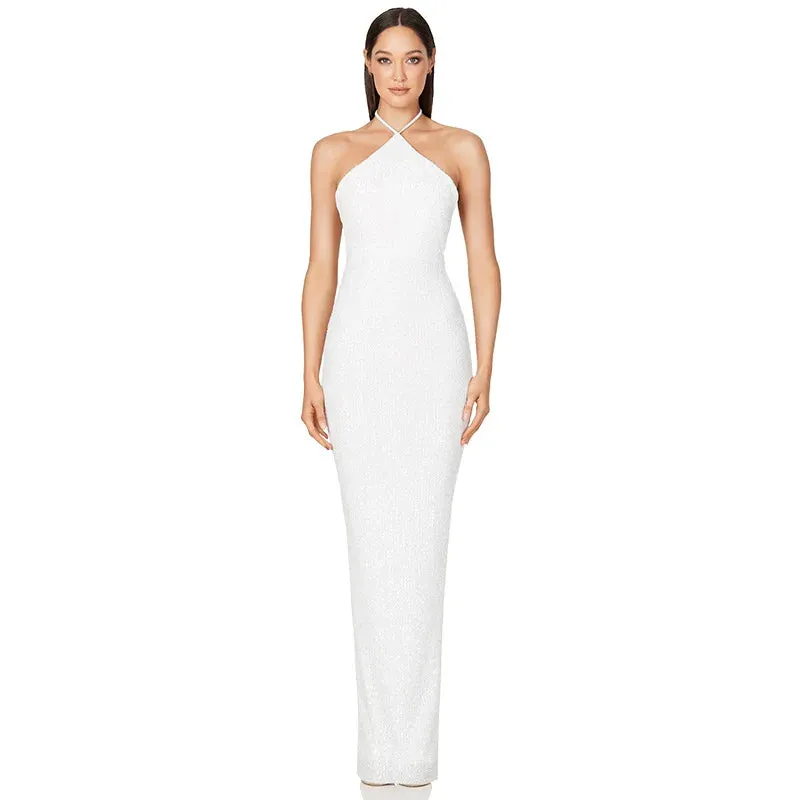 Elegant Split Sequin Evening Dress for Women