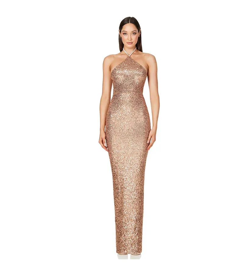 Elegant Split Sequin Evening Dress for Women