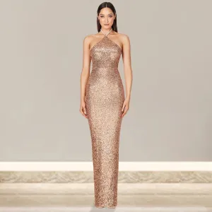 Elegant Split Sequin Evening Dress for Women