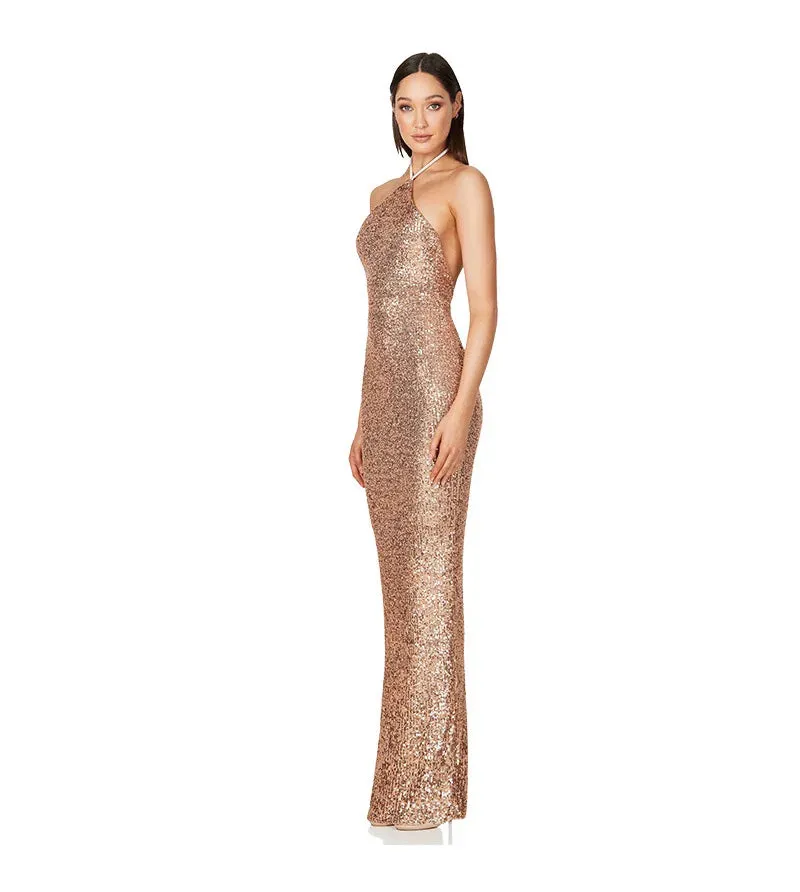 Elegant Split Sequin Evening Dress for Women