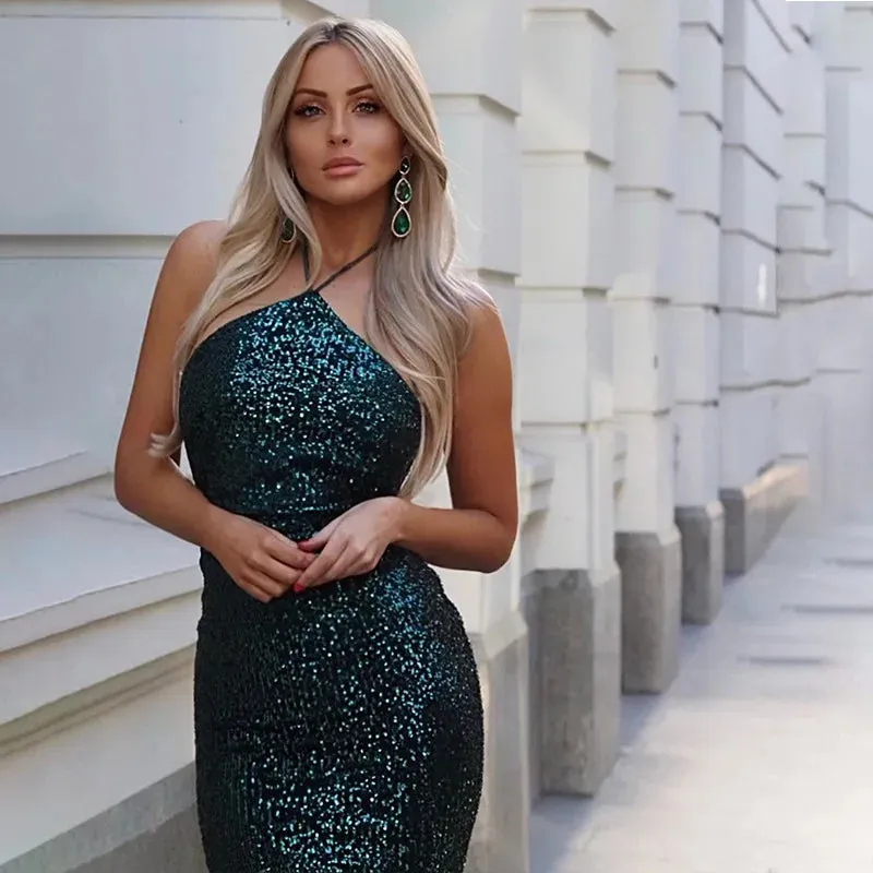 Elegant Split Sequin Evening Dress for Women