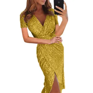 Elegant  Split Sequin Gown