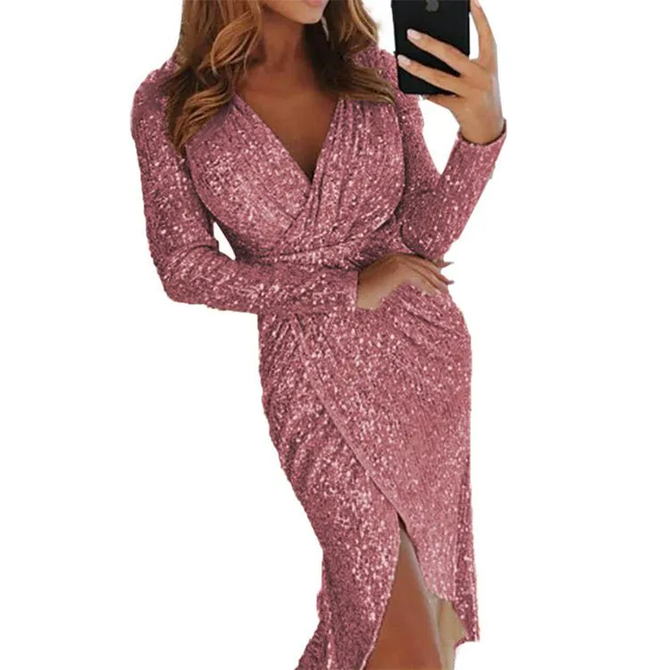 Elegant  Split Sequin Gown