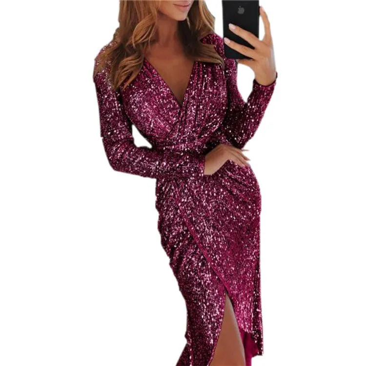 Elegant  Split Sequin Gown