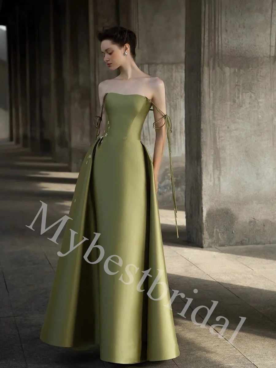 Elegant Strapless Sleeveless A-line Long Prom Dress,PDS1035