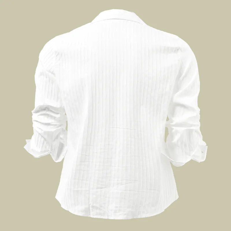 Elegant Striped Collar Long-Sleeve Shirt for Gentlemen
