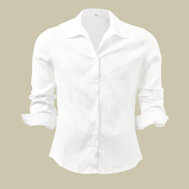 Elegant Striped Collar Long-Sleeve Shirt for Gentlemen