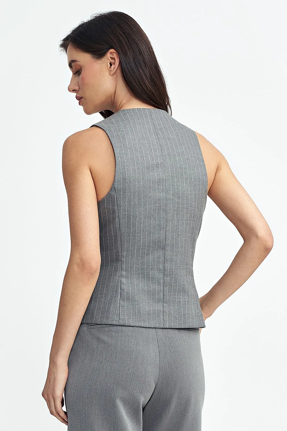 Elegant Striped Regular-Cut Vest