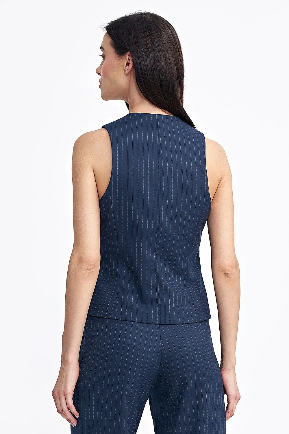 Elegant Striped Regular-Cut Vest