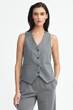 Elegant Striped Regular-Cut Vest