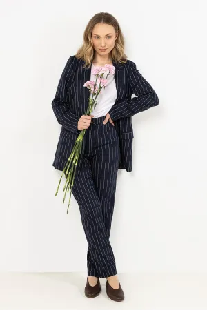 Elegant Striped Tapered Linen Trousers