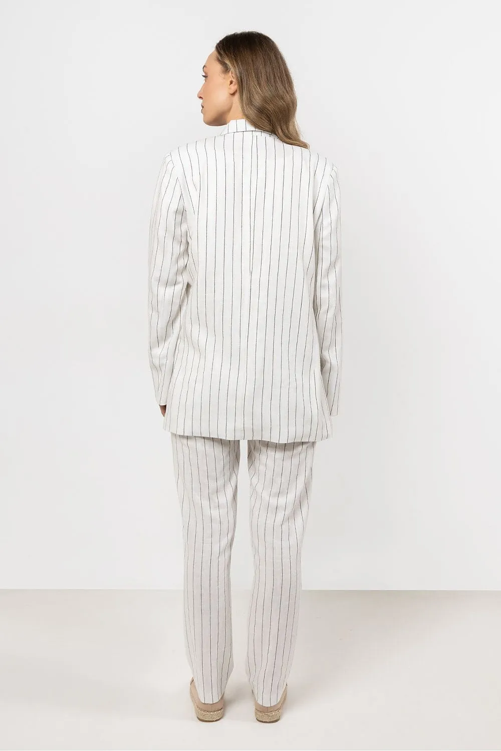 Elegant Striped Tapered Linen Trousers
