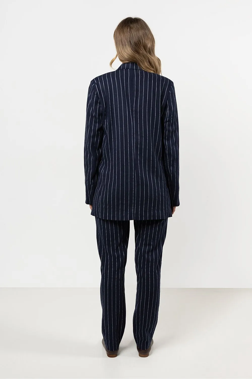 Elegant Striped Tapered Linen Trousers