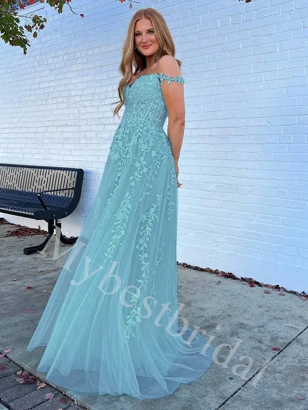 Elegant Sweetheart Off shoulder A-line Prom Dresses,PDS0986
