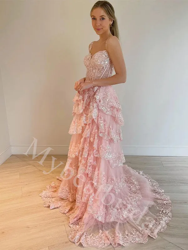Elegant Sweetheart Side slit A-line Prom Dresses,PDS0955