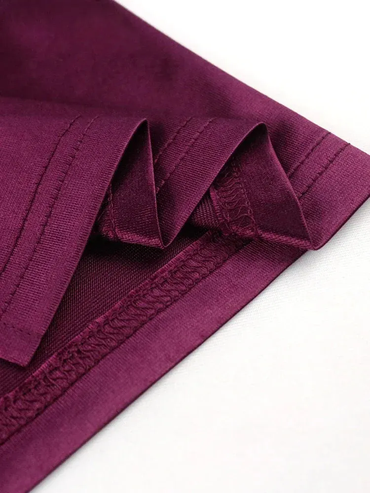 Elegant Wine Red Pleated Maxi Dress