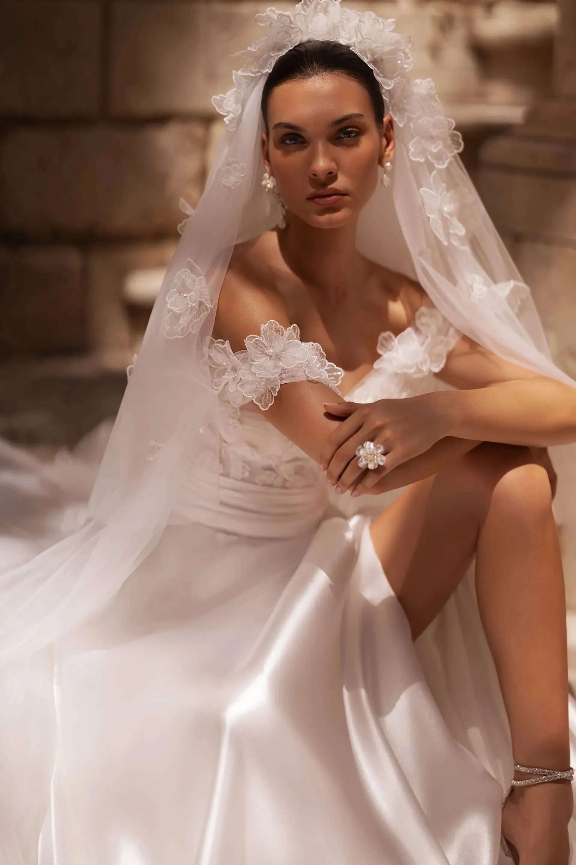 Elegant Women's Wedding Dresses Satin A-Line Sexy Side High Slit Princess Bride Gowns Formal Beach Party Vestidos De Novia Robe